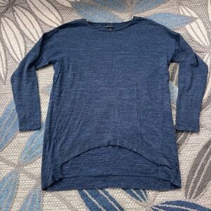 Eileen Fisher Pullover Sweater Organic Cotton Tunic Long Sleeve Heather Blue Med